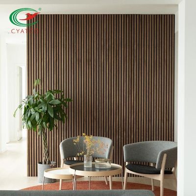 فندق حديث 3D Wood Slat Wall صديق للبيئة مع ألياف البوليستر